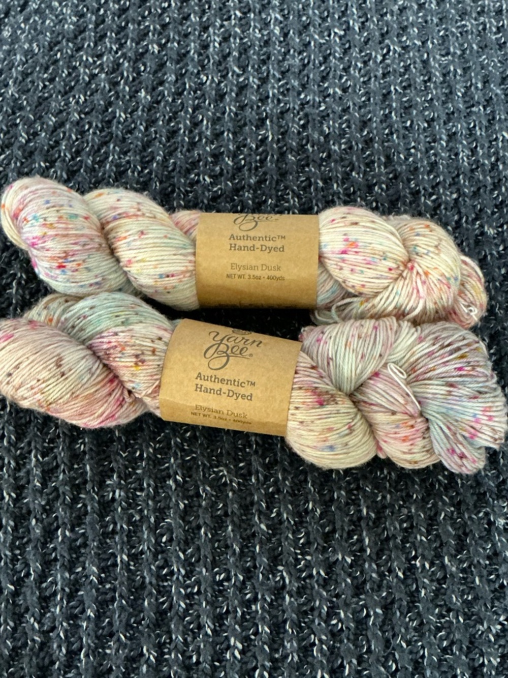 Yarn Bee Authentic Hand-Dyed 'Elysian Dusk' Speckled Cream Yarn